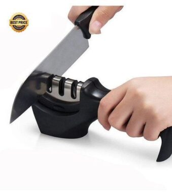 Black 3 stage Kitchen Knife Sharpener 1