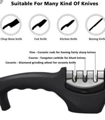 Black 3 stage Kitchen Knife Sharpener 2