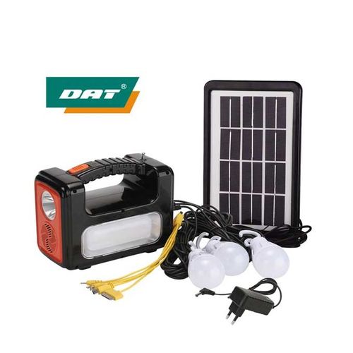 Dat AT 9013 Solar Kit; Panel, Torch, 3 Bulbs, Radio, Charging Kit 1