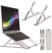 Foldable Laptop Stand Tablet Stand Portable Adjustable Aluminum Alloy Silver 1