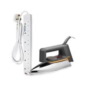 Philips HD1172 1000W No.1 Dry Iron Silver+ a FREE Heavy Duty 6 Way Socket Power Extension Cable 1